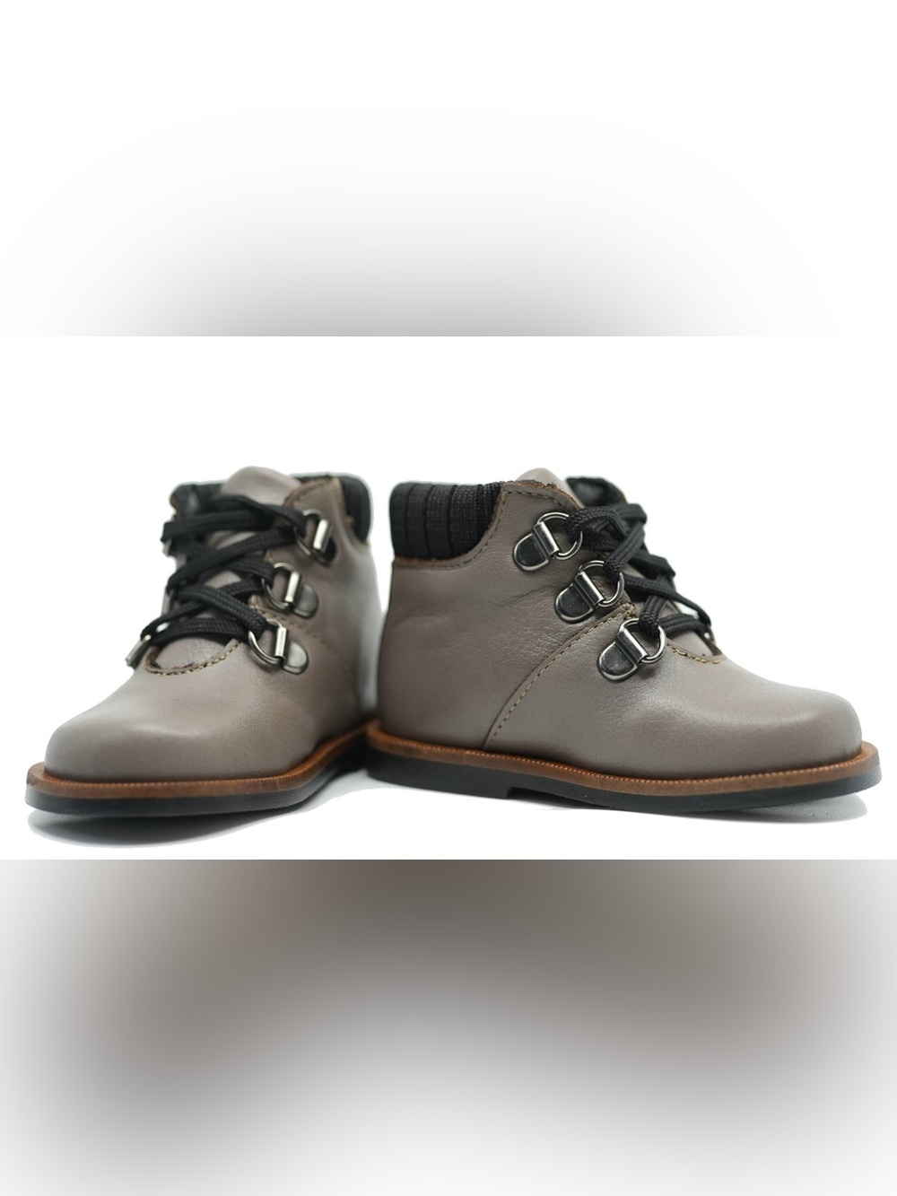BLUBLONC Taupe Laceup Baby Bootie Boot First Walker in Box EU 19 Sz 4 $112